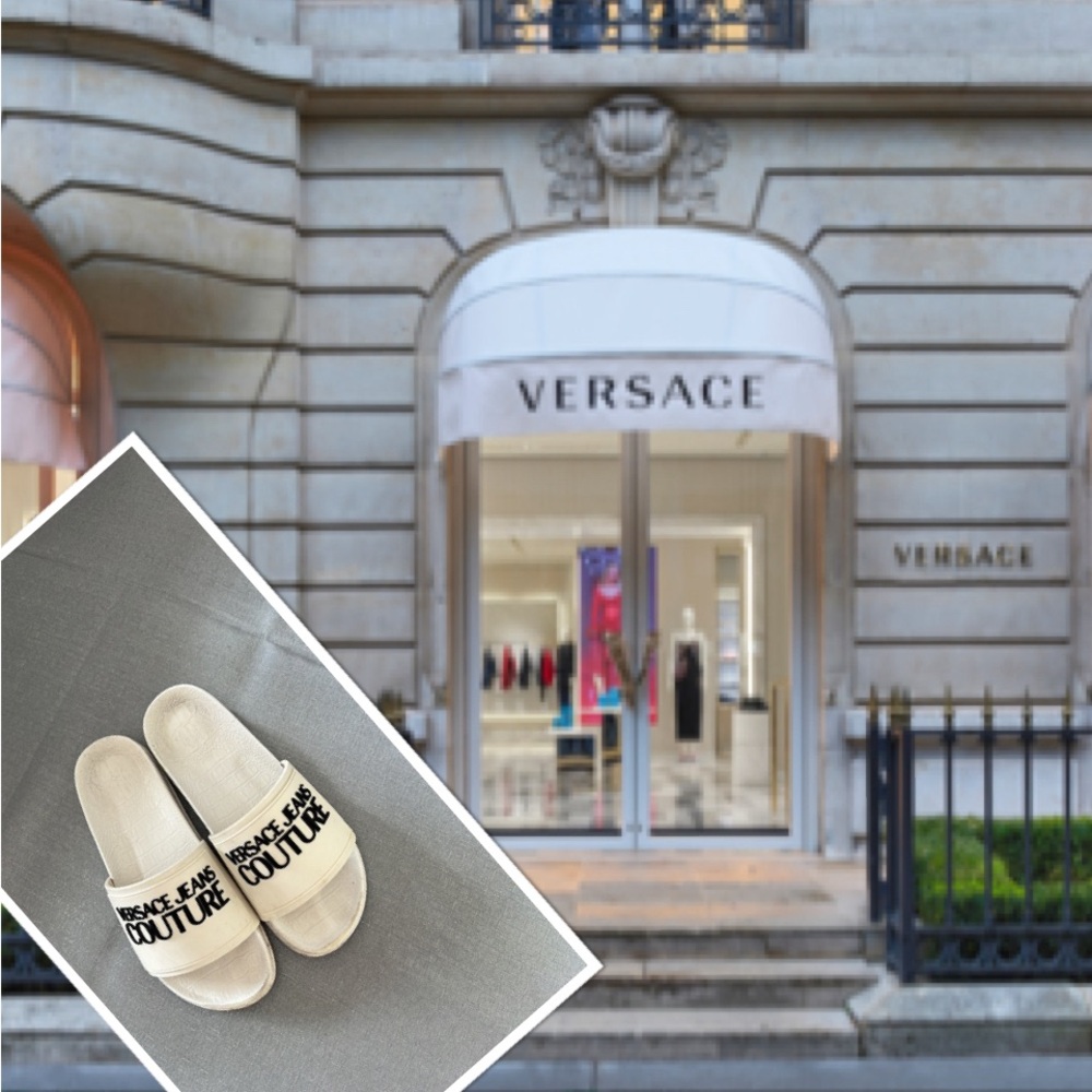 Versace Jeans Logo rubber pool slides 37/38 great condition🔥